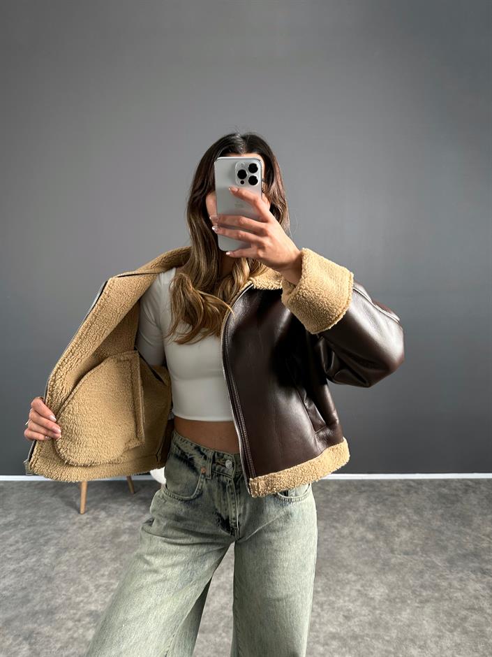 Lona Aci Kahve İçi Kürklü Mont 