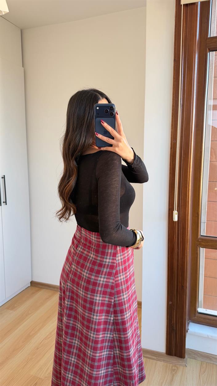 Kırmızı Premium Ekose Etek GAUS-00770