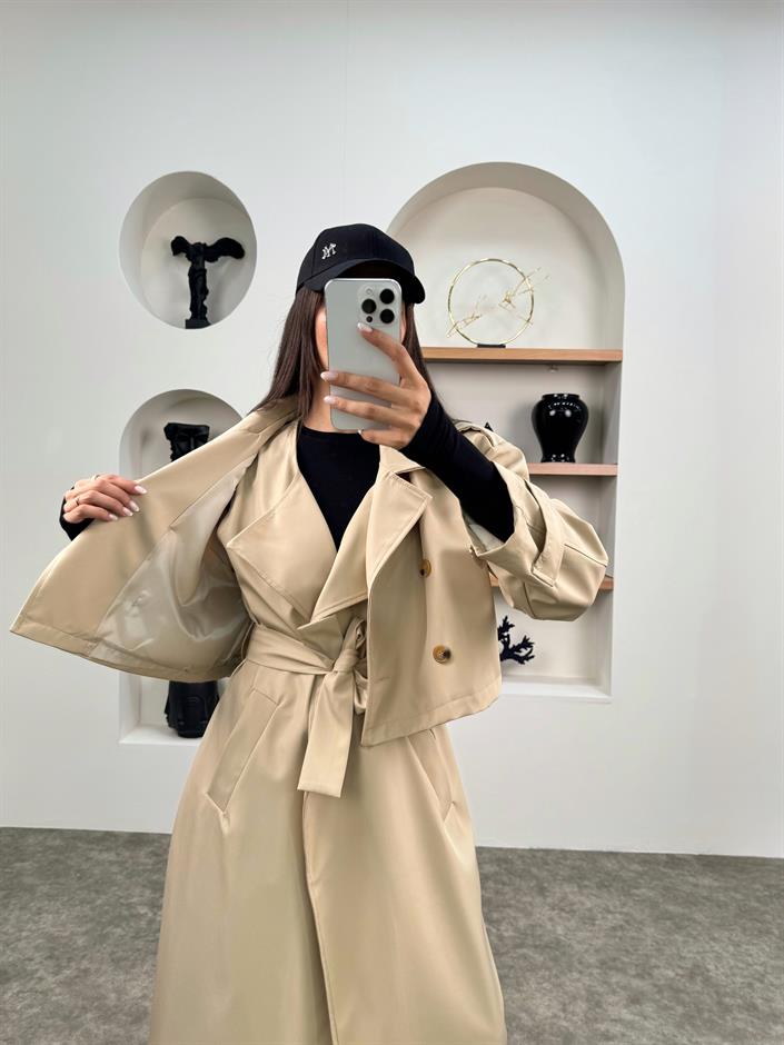 Espe Taş Premium Astarlı İkili Sihirli Trençkot