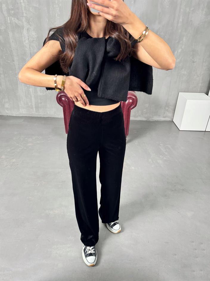 Crans Siyah Kadife Pantolon