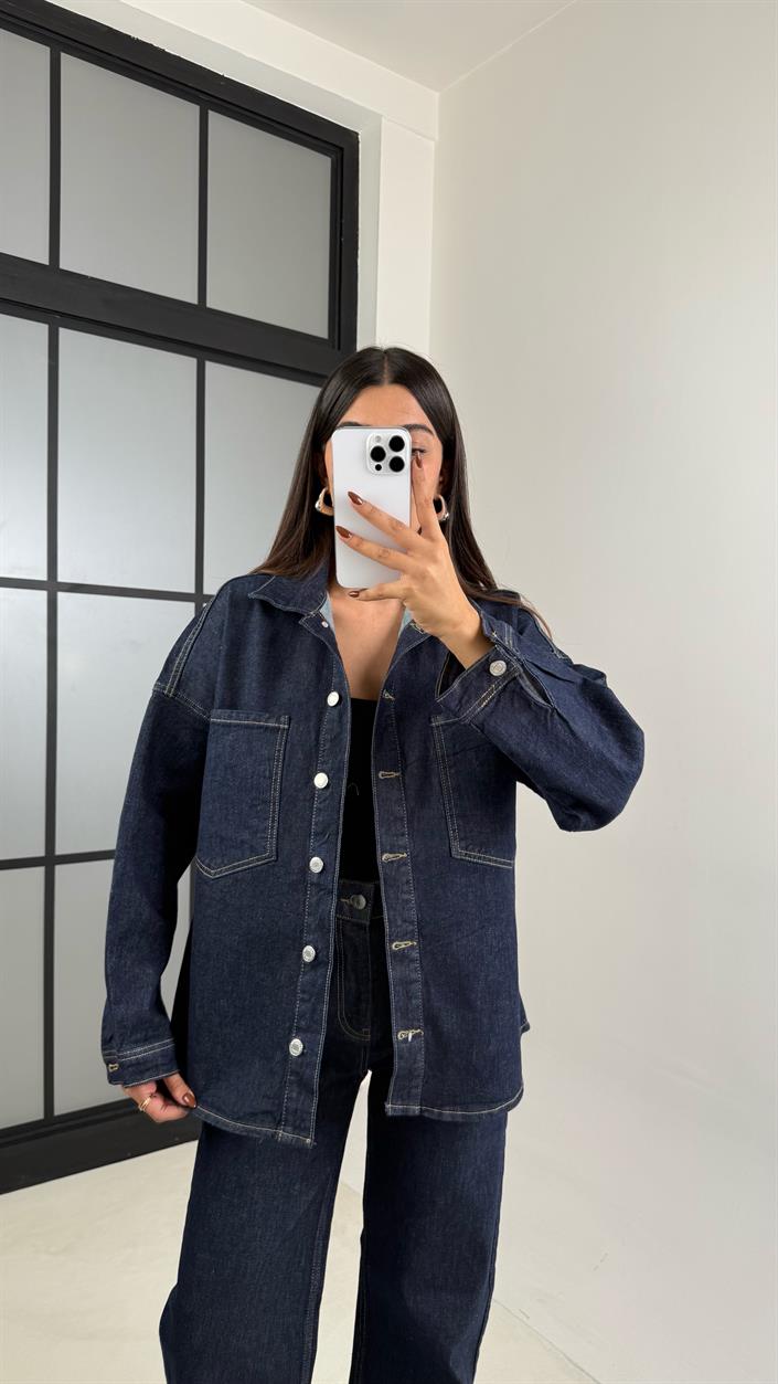 Lacivert Denim Gömlek Pantolon Takım GAUS-00220