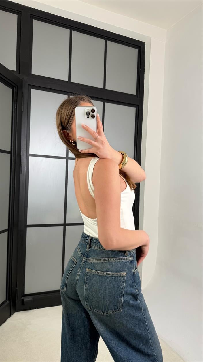 Ekru Kalın Askılı Basic Bodysuit GAUS-01006