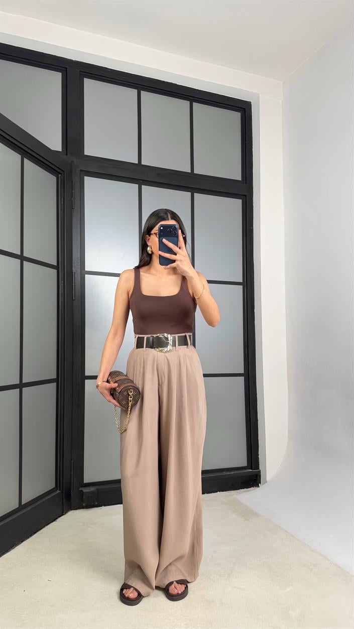 Vizon Kemerli Geniş Paça Pantolon GAUS-01339