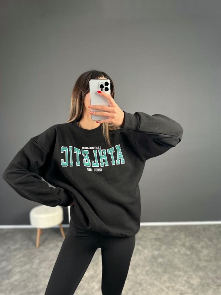 Colin Siyah Şardonlu Oversize Sweatshirt