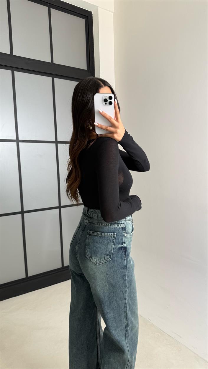 Mavi Yüksek Bel Straight Jean GAUS-00547