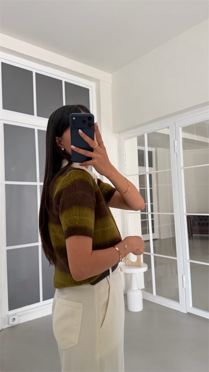 Yeşil Polo Yaka Yumuşak Dokulu Kazak GAUS-02179
