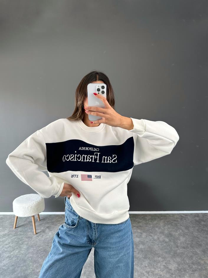 Francisco Beyaz Şarodnlu Sweatshirt