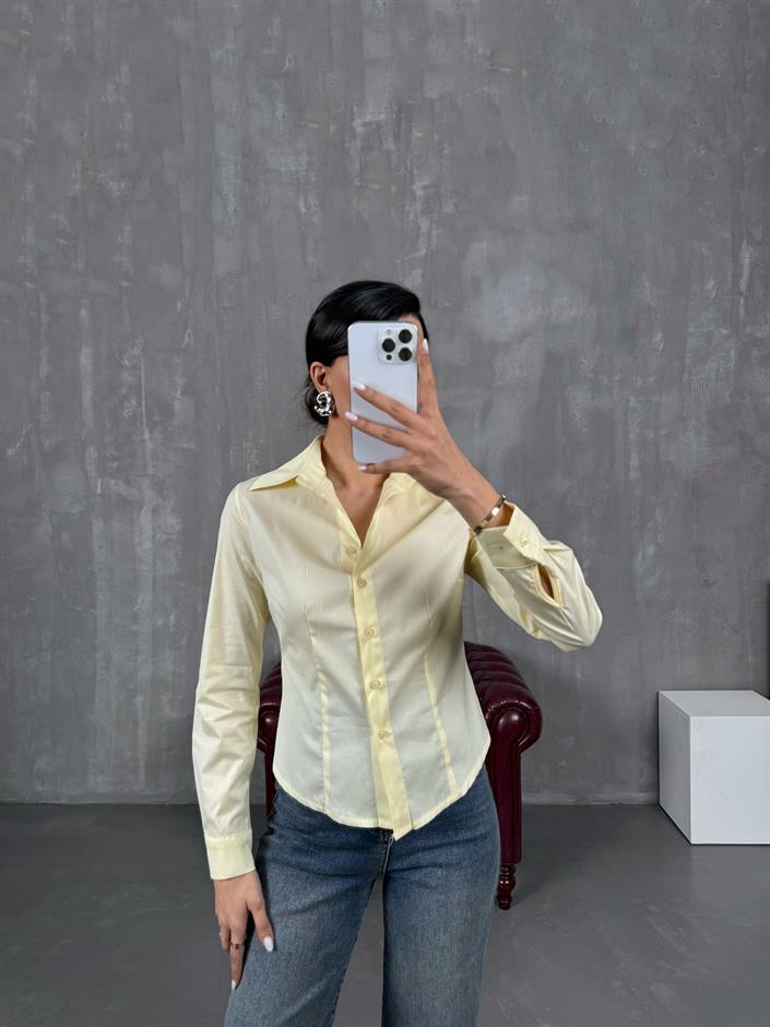 Sarı Slim Fit Gömlek Gaus00039