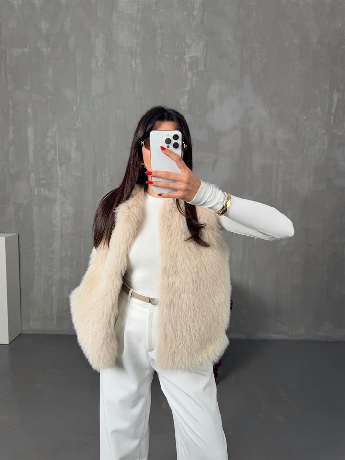 Tilly Taş Peluş Astarlı Kürk Yelek