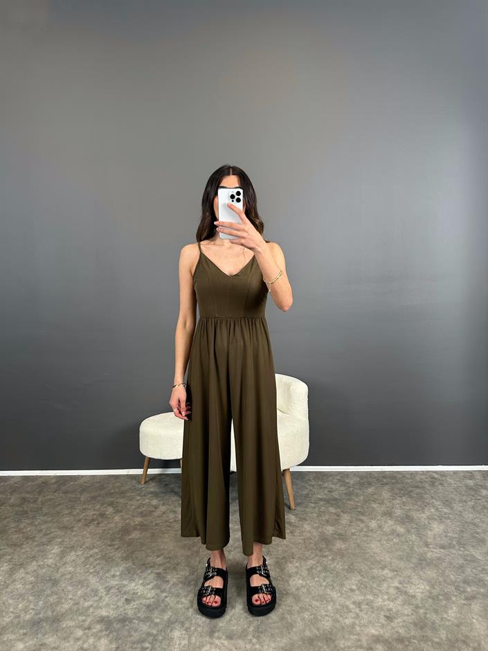Melody Haki İp Askılı Rahat Tulum 