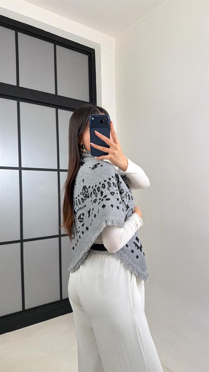 Siyah Desenli Muadil Triko Şal GAUS-00907