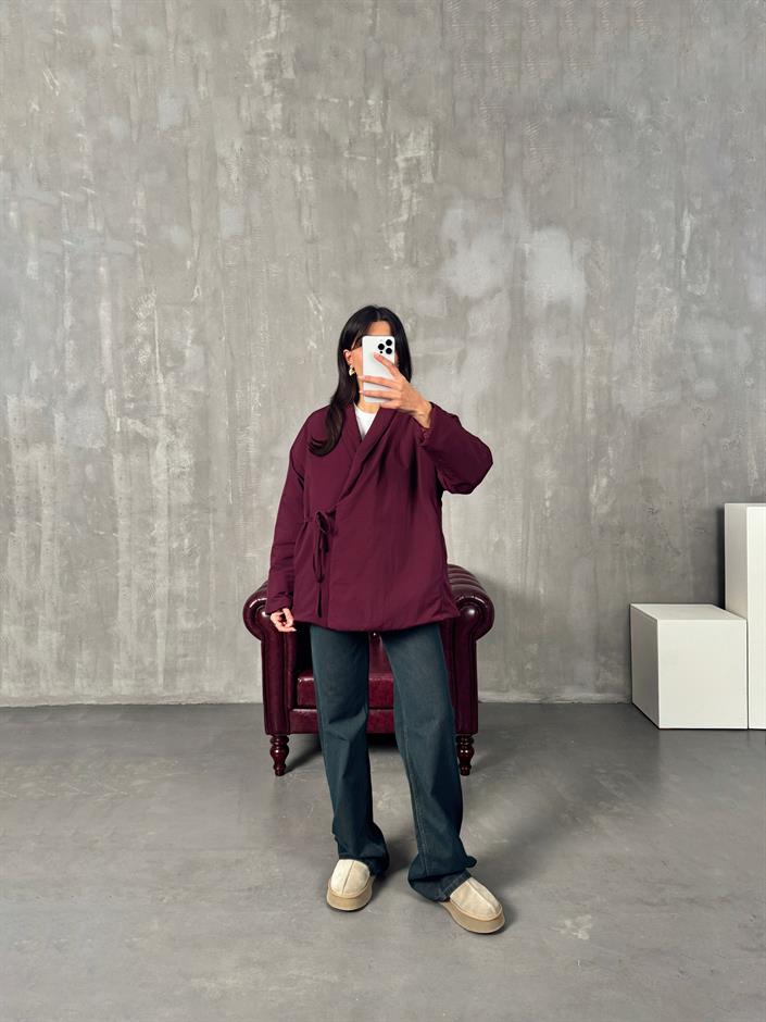 Gows ZR Model Bordo Önden Bağlamalı Mont