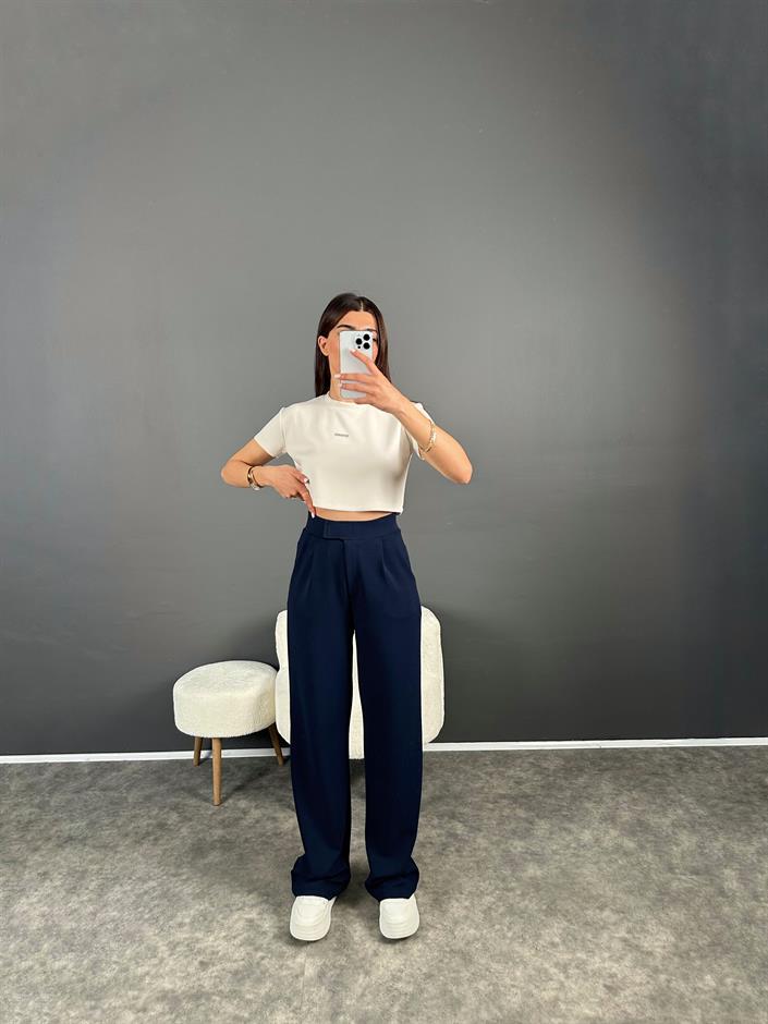 Riona Lacivert Cırt Bantlı Pantolon