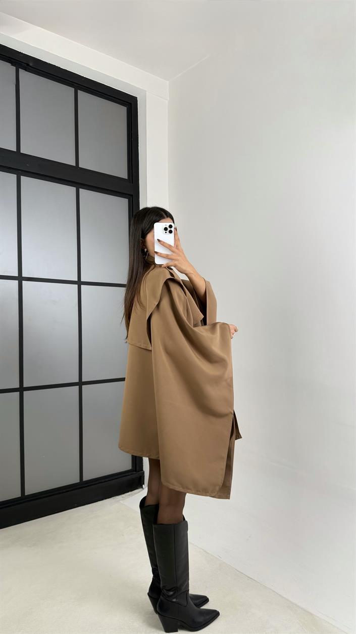 Camel Premium Tasarım Panço Trençkot GAUS-00156