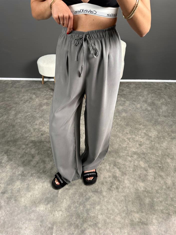 Raisa Gri Basic Beli Lastikli Pantolon