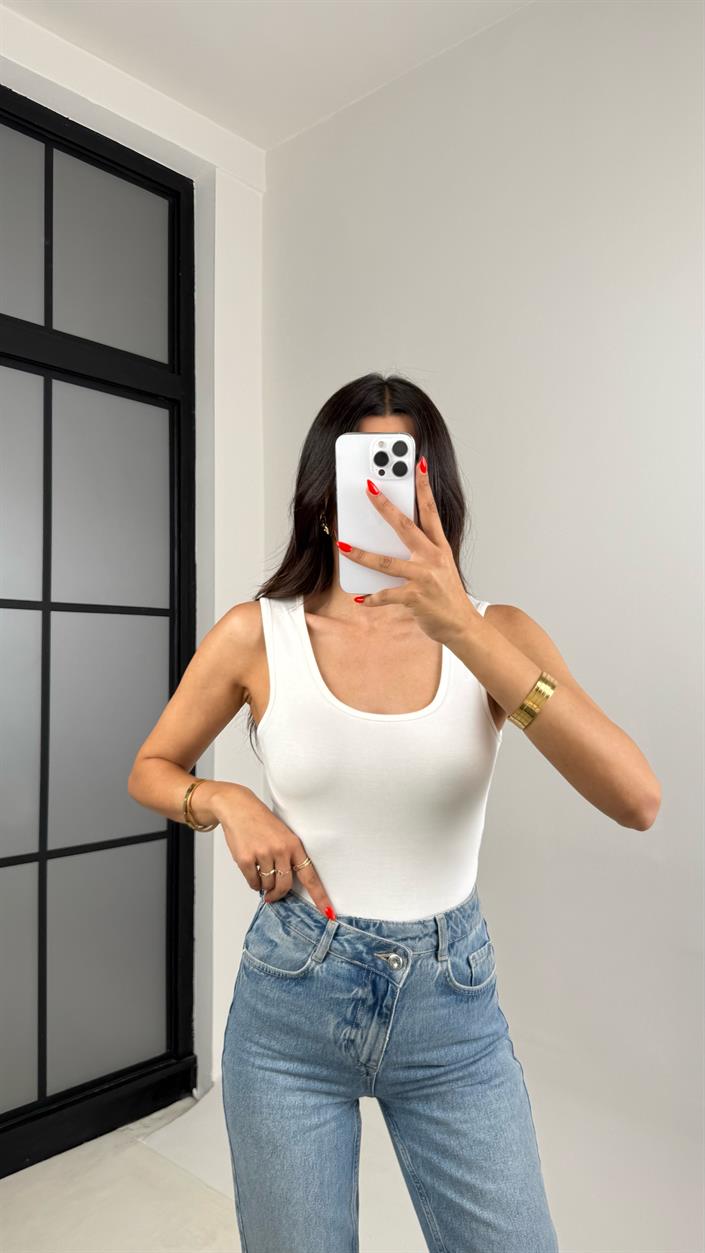 Beyaz OYS Muadil Modal Kumaş Atlet GAUS-009