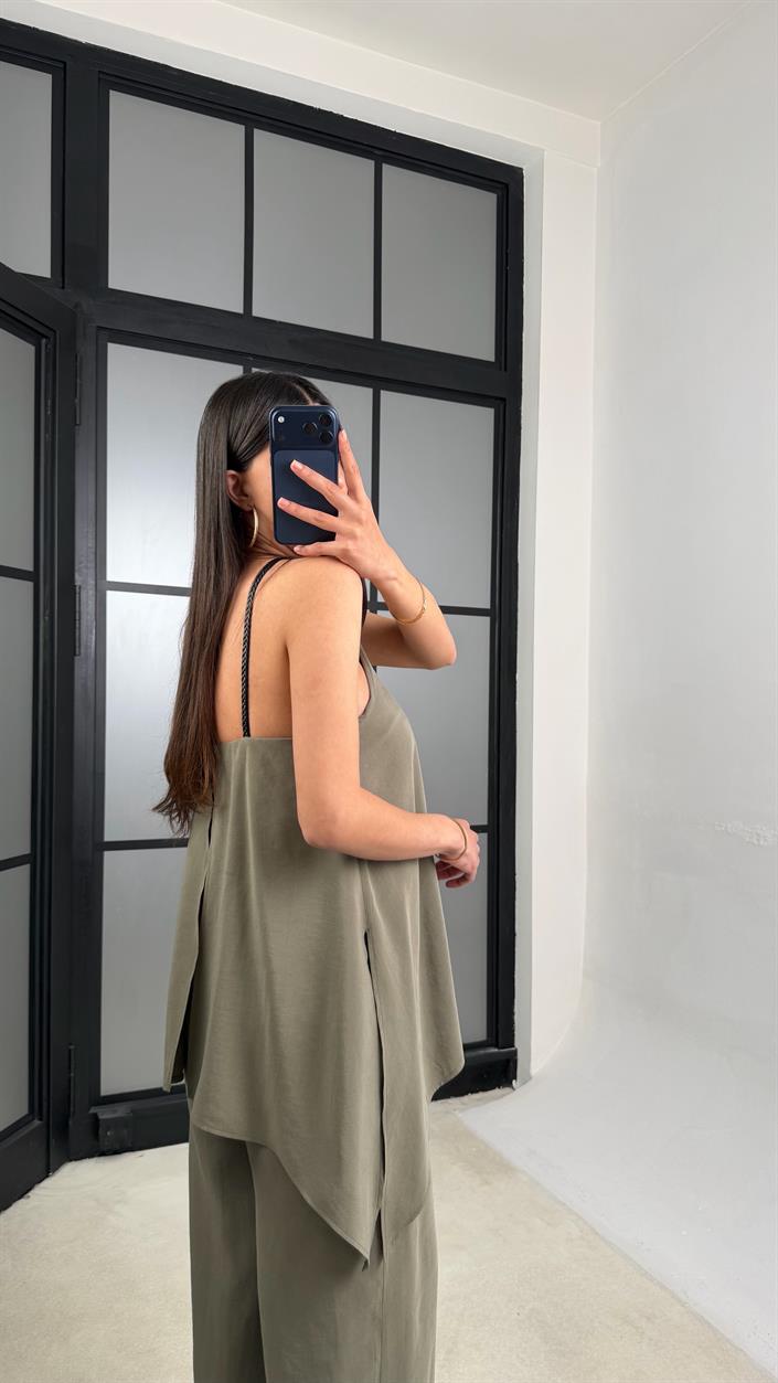 Yeşil Örgü Askılı Tencel Tulum GAUS-01436