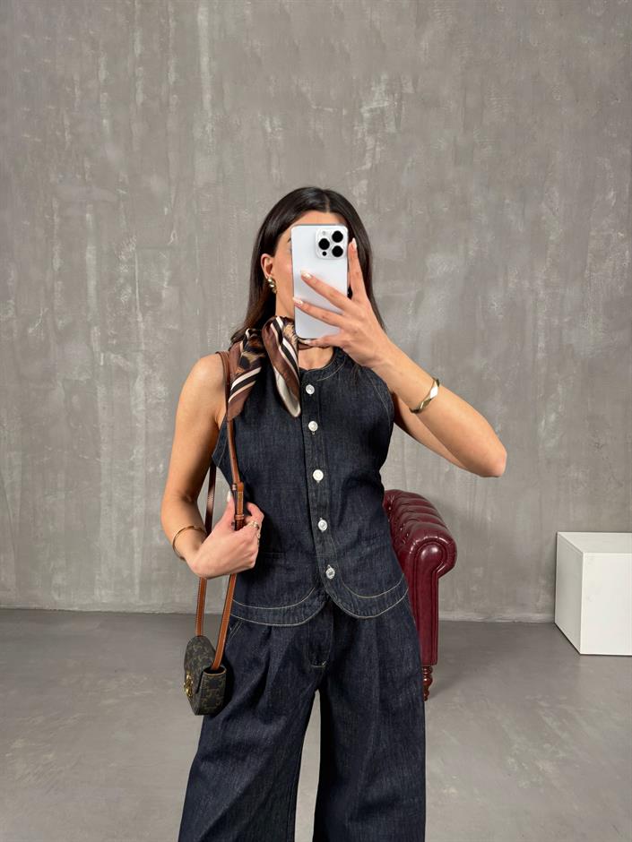 Rolfi Lacivert ZR Muadil Yelek Pantolon Denim Takım