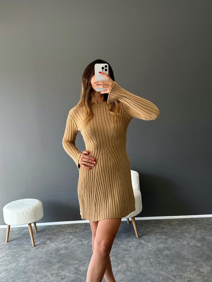 Marini Camel Triko Elbise