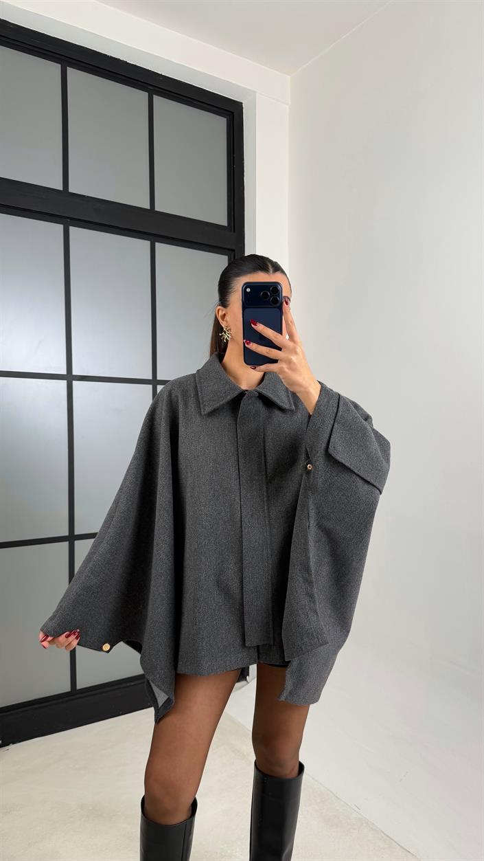 Antrasit Yarasa Kol Fermuarlı Panço GAUS-00766