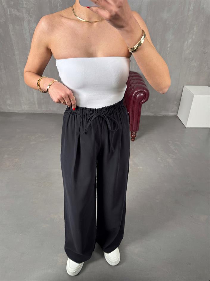 Setra Siyah Beli Lastikli Tensel Kumaş Pantolon