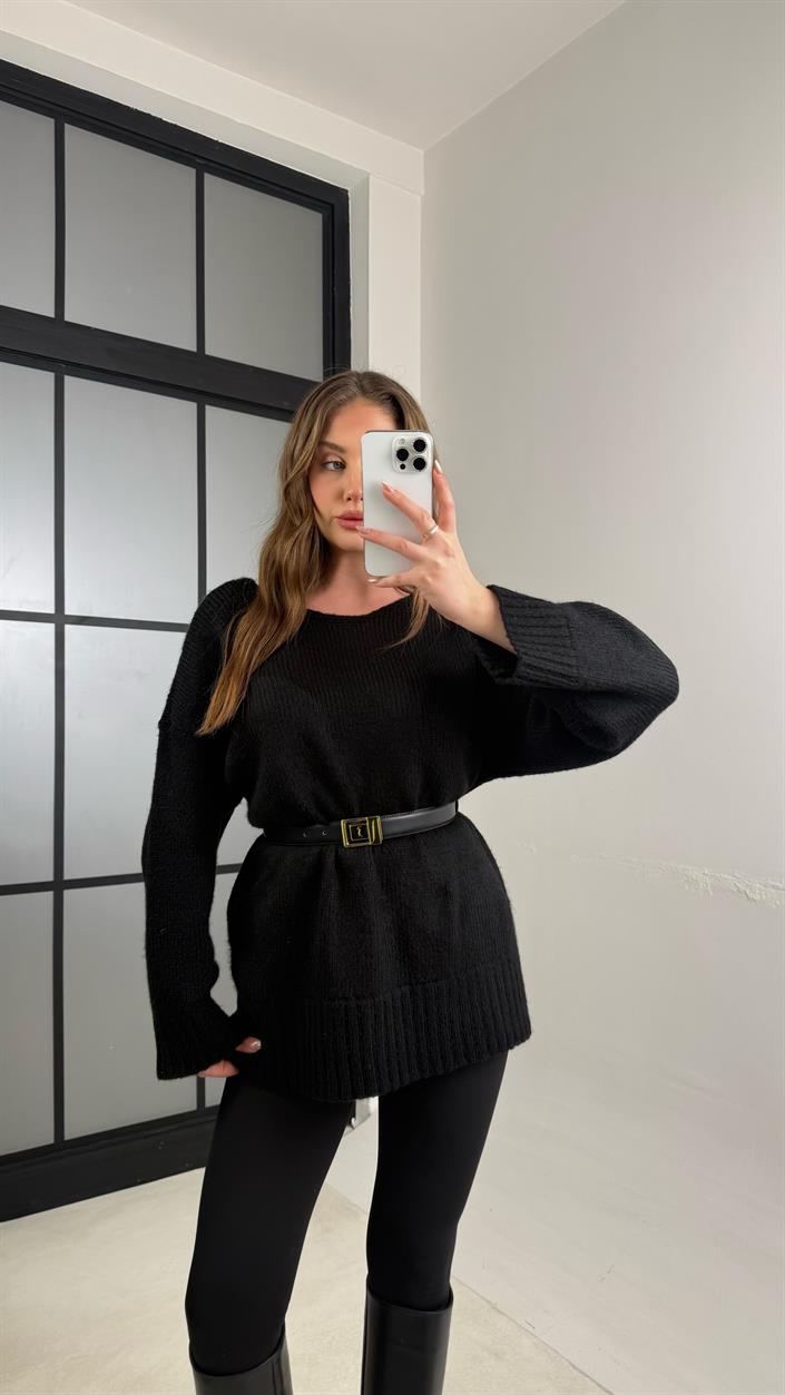 Siyah Arkası Dantel Detaylı Triko Kazak GAUS-01091 GAUS-01098