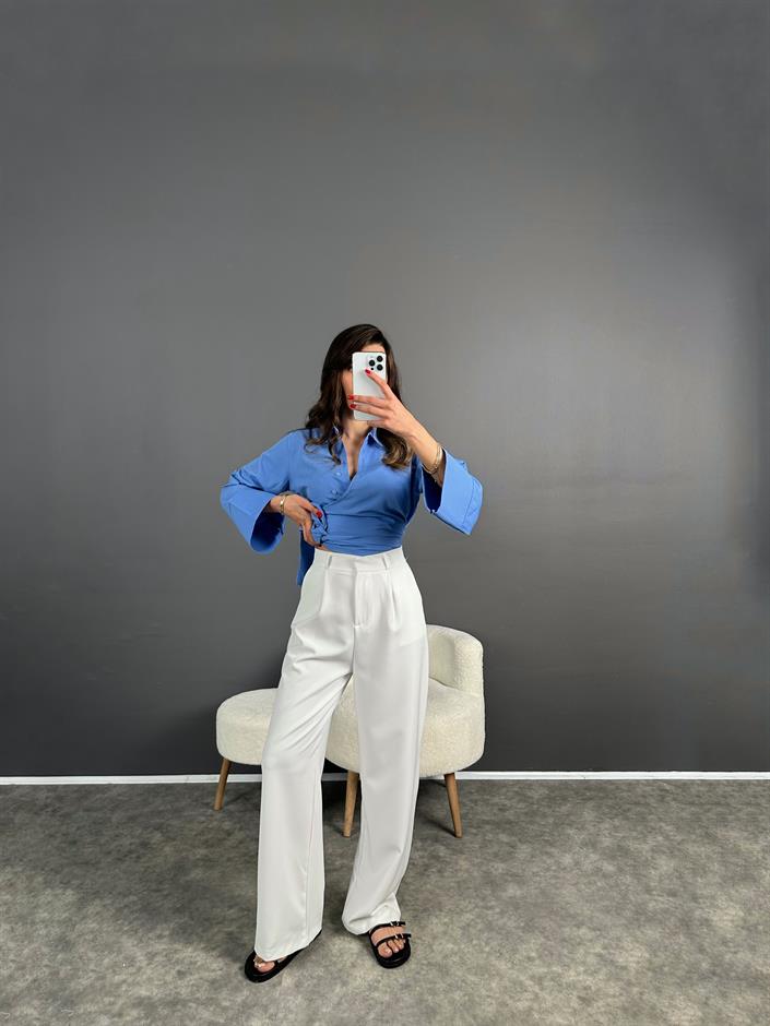 Beyaz Muadil Beyaz Palazzo Pantolon 