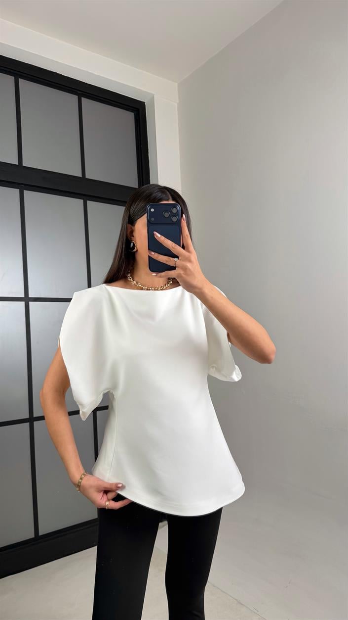 Beyaz Balon Kol Bluz GAUS-01126