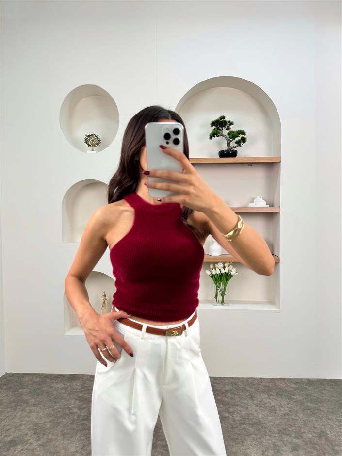 Miya Bordo Yumoş Triko Bluz