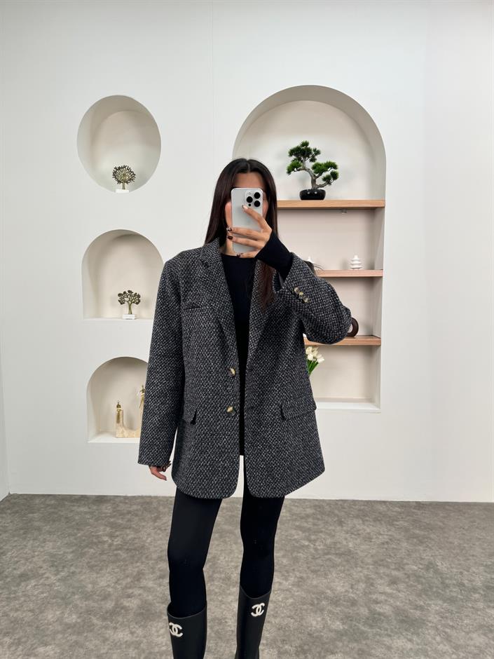 Dany Antrasit Astarlı Kaşe Blazer Ceket