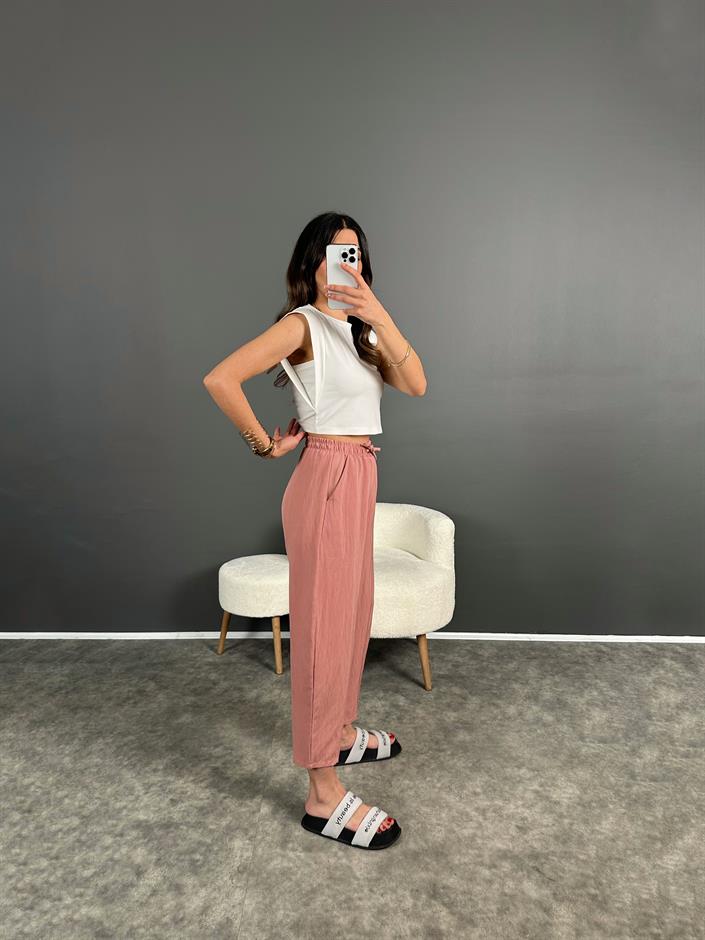 Mina Pudra Tensel Kumaş Şalvar Pantolon