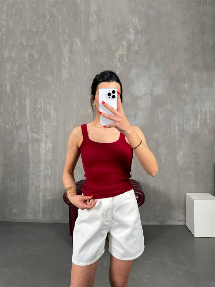Bordo Askılı Crop Gaus00220