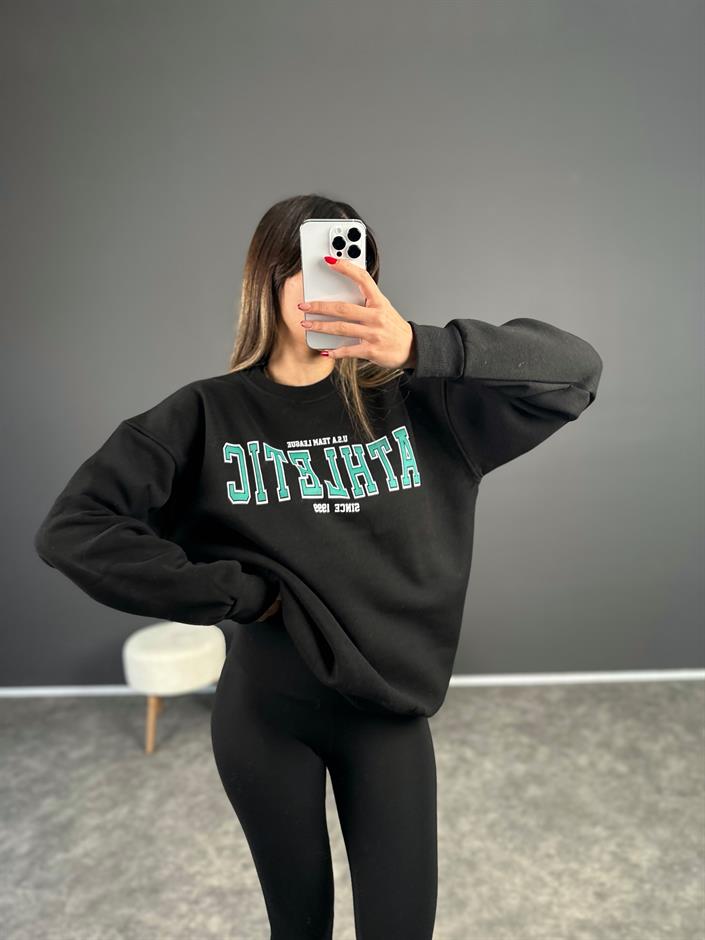 Colin Siyah Şardonlu Oversize Sweatshirt