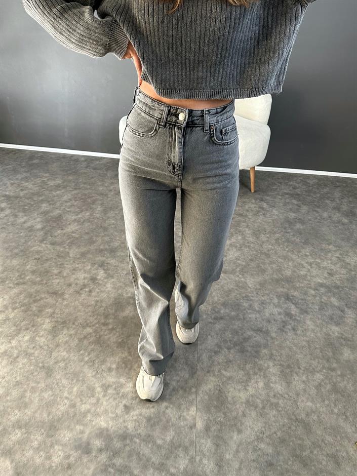 Poe Füme Kesik Paça Straight Leg Jean