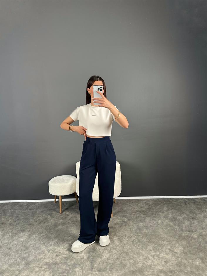 Riona Lacivert Cırt Bantlı Pantolon