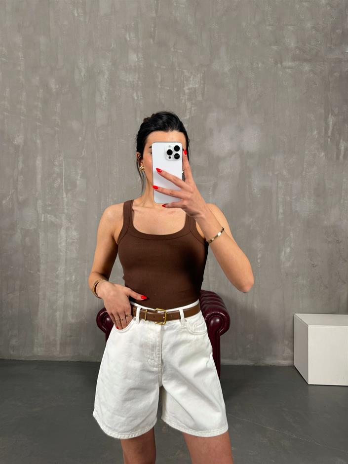 Kahve Askılı Crop Gaus00220