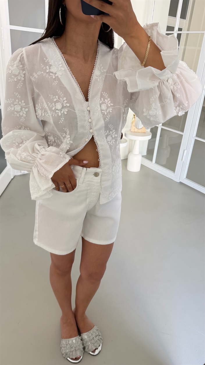 Beyaz Tencel Denim Şort GAUS-01802