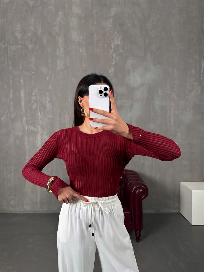 Glov Bordo Transparan Fitilli Bluz