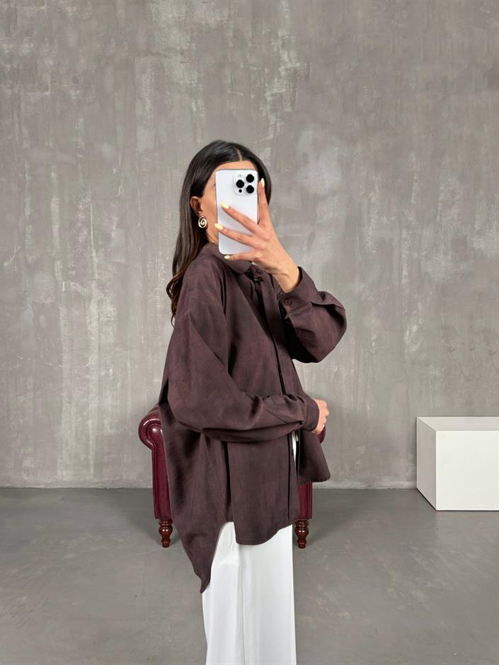 Acı Kahve Oversize Gömlek Gaus00146