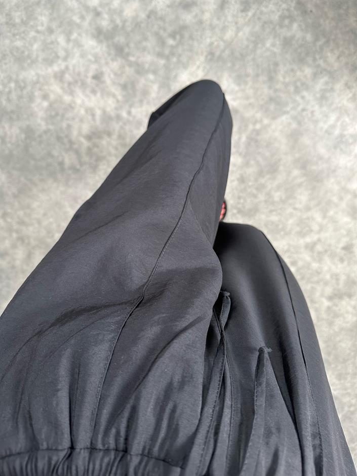Wil Siyah İthal Kumaş Beli Lastikli Şalvar Pantolon 