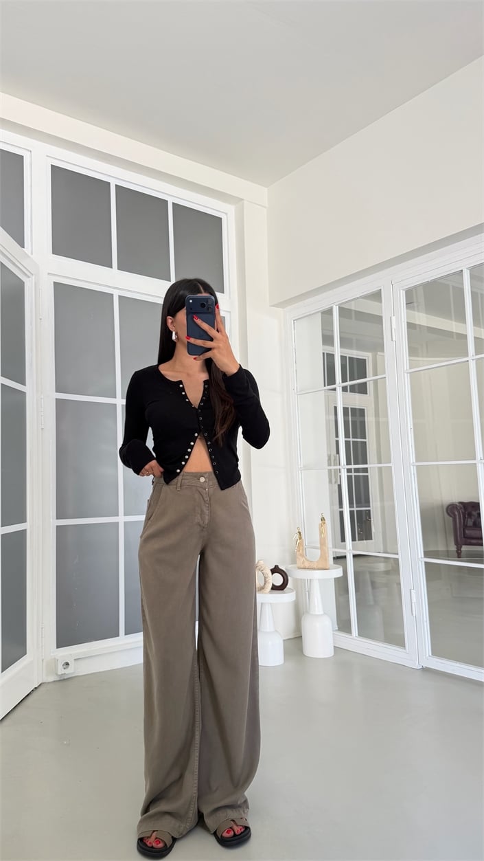 Haki Yıkamalı Tencel Denim Pantolon GAUS-01786