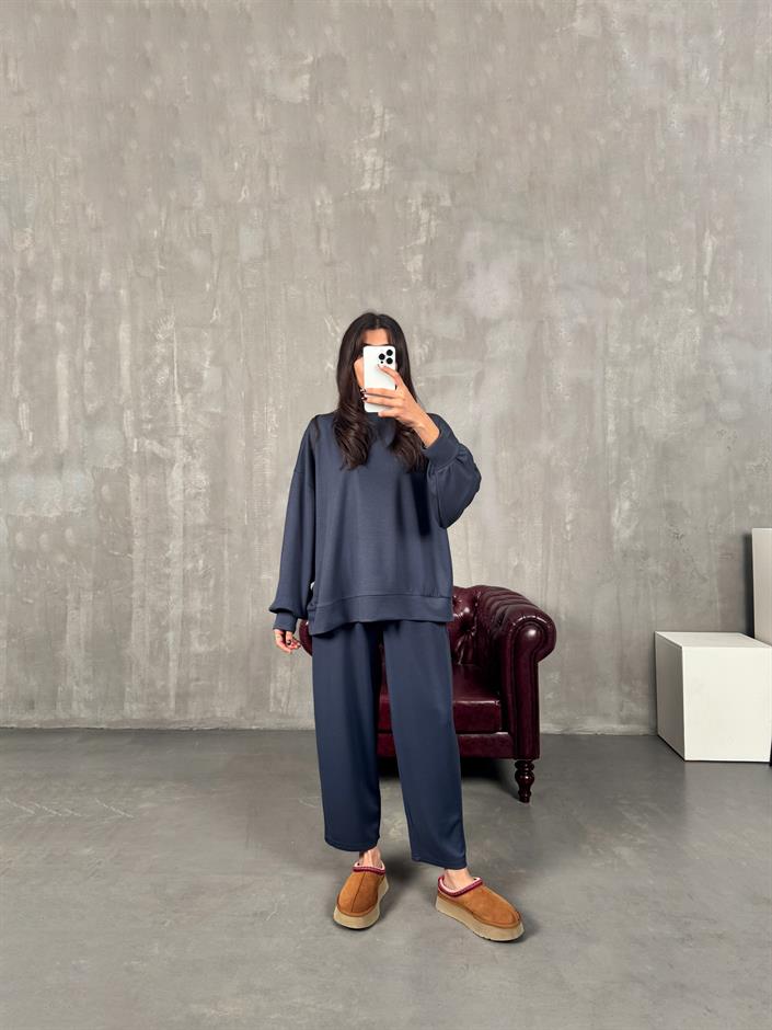 Serge Antrasit Oys Kumaş Oversize İkili Takım 