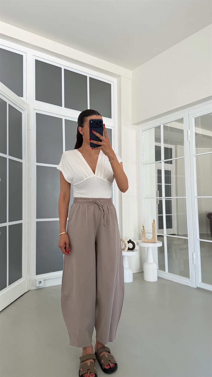 Vizon MD Muadil Beli Lastikli Tencel Pantolon GAUS-01848