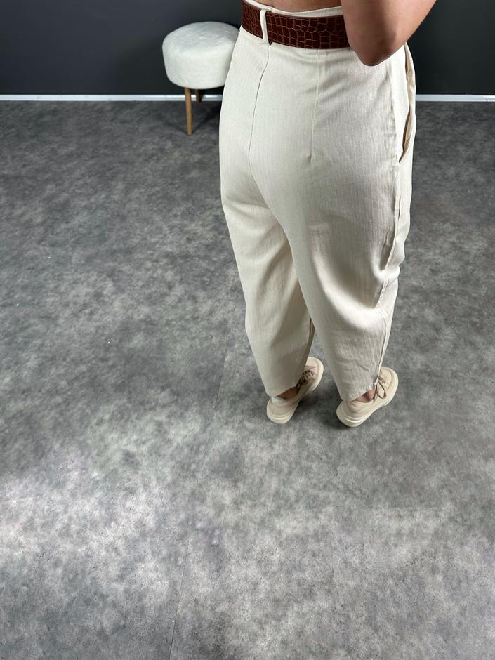 DC Taş Keten Kemerli Şalvar Pantolon 