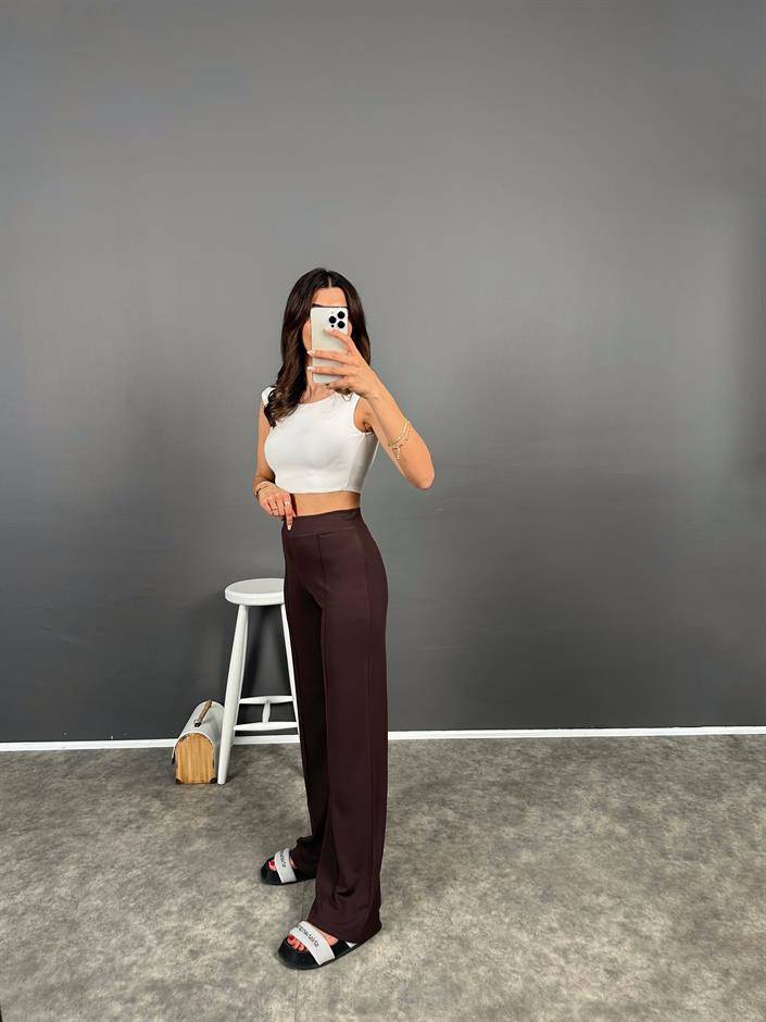 Bancy Kahve Çımalı Rahat Modal Pantolon