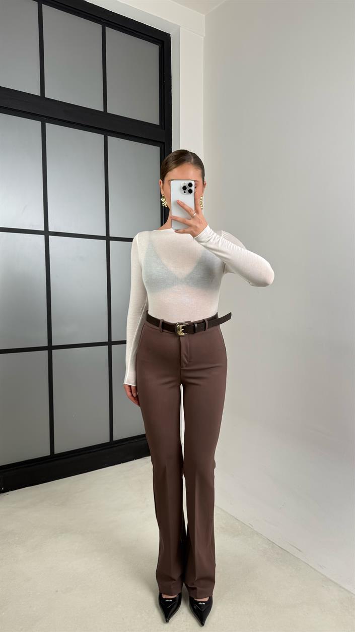 Kahve Kemerli Çelik Pantolon GAUS-00706