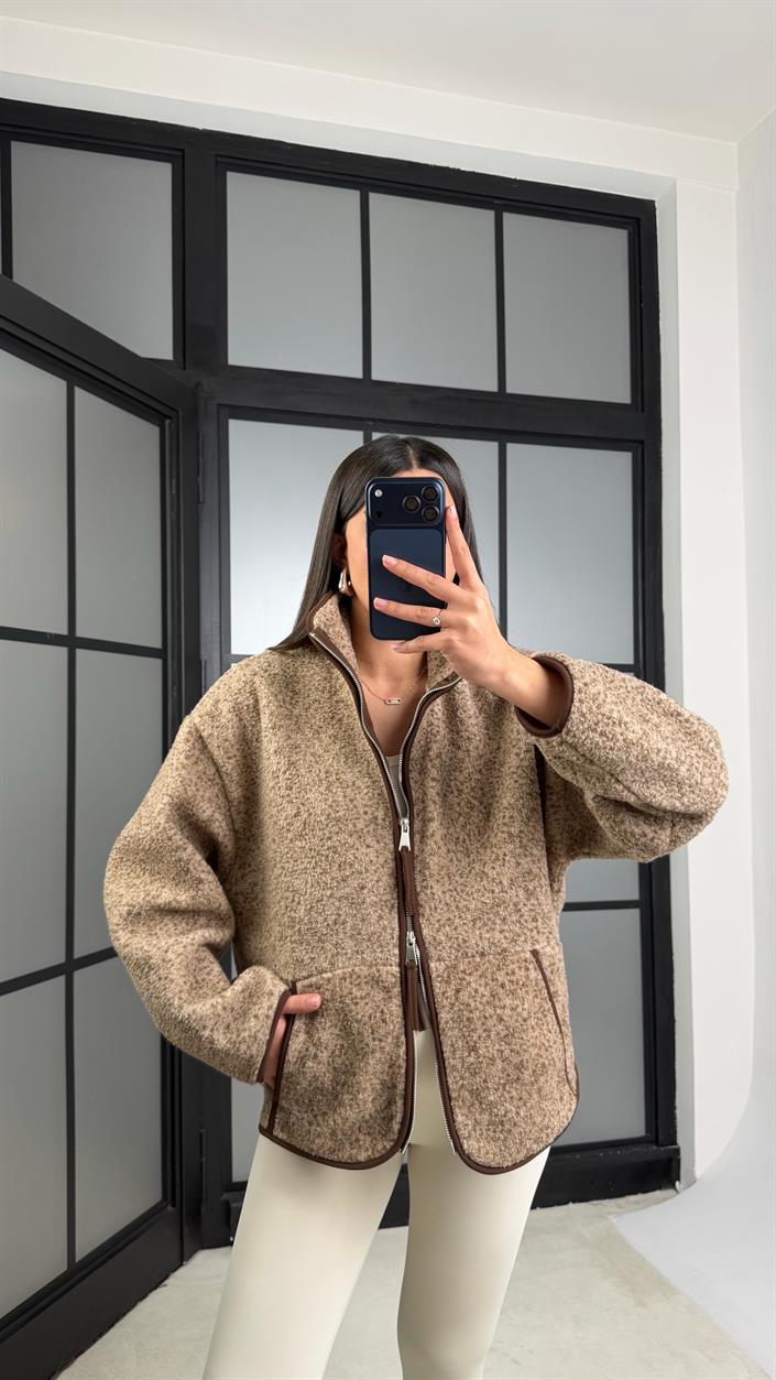 Kahve Cepli Polar Hırka GAUS-01177