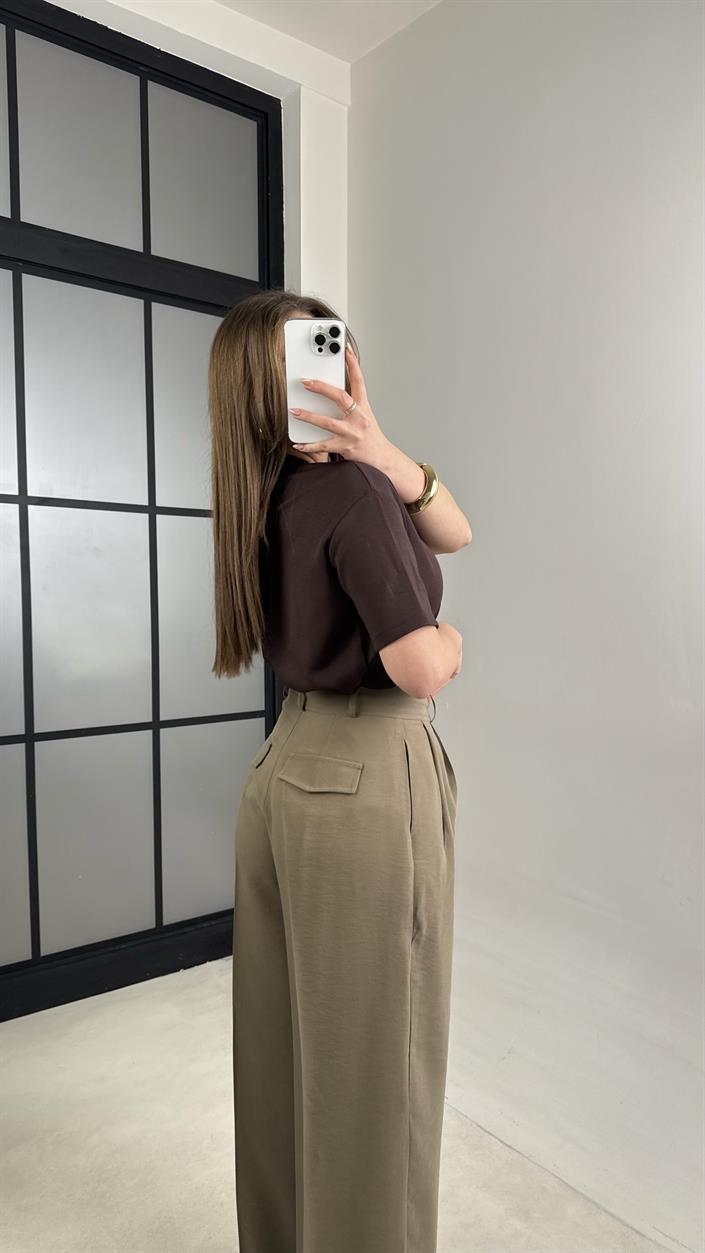 Haki Cep Detaylı Tencel Pantolon GAUS-00992