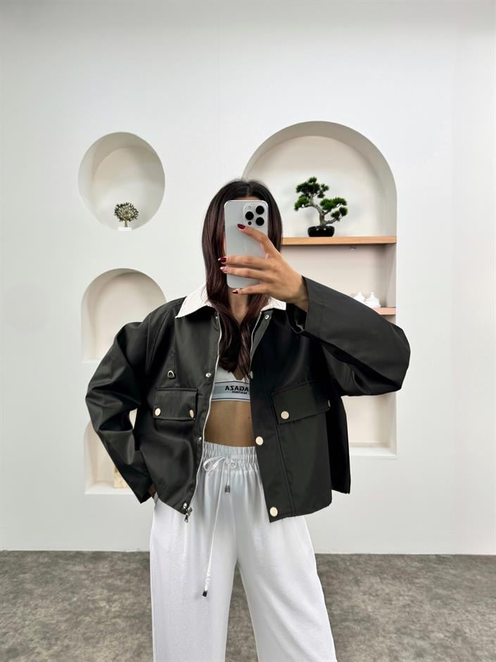 Dalia Koyu Haki ZR Model Astarlı Trenç Ceket