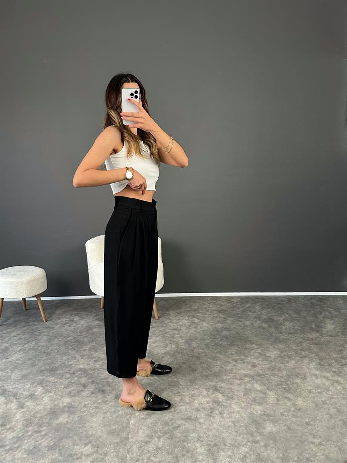 Alfonsa Siyah  Şalvar Pensli Pantolon